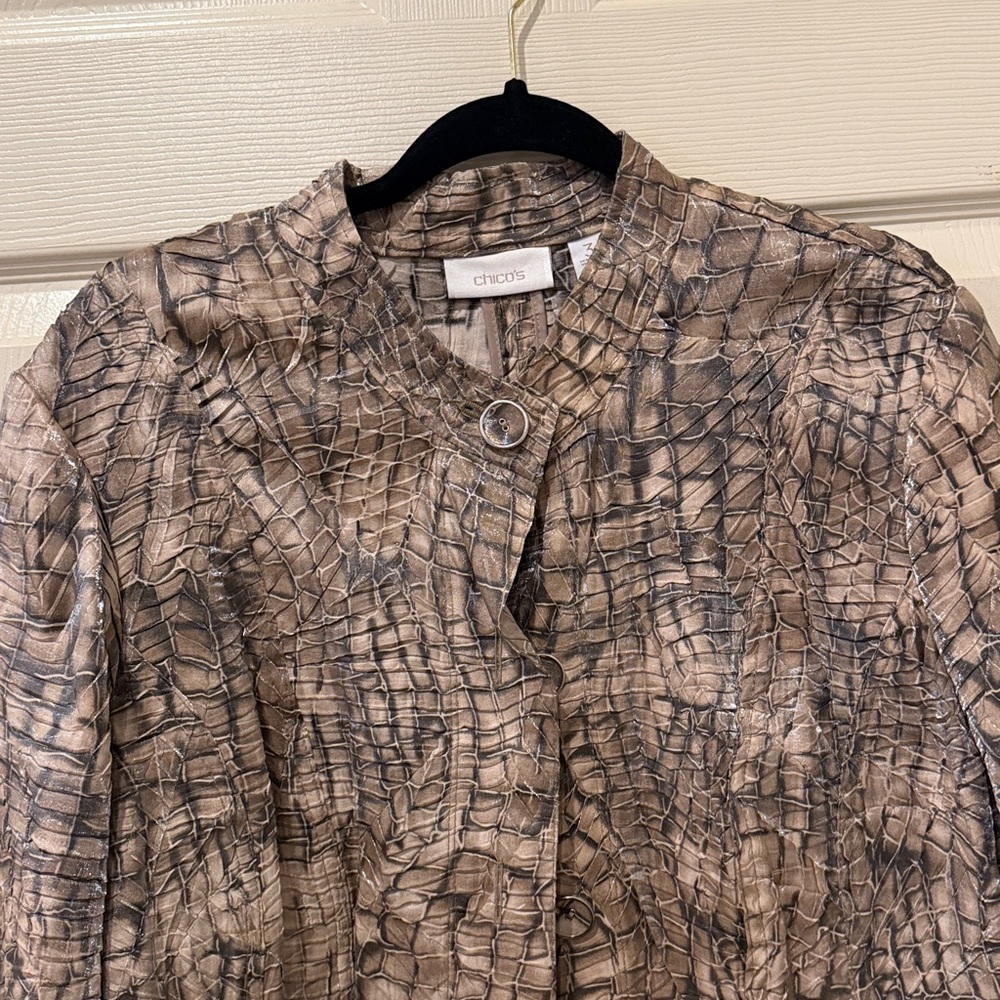 Chicos faux reptile skin lightweight jacket, blazer, size 3, XL - Picture 3 of 7